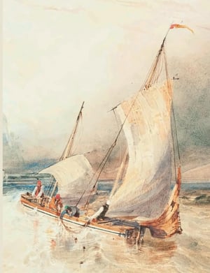 French Fishing Boats off a Rocky Coast (1833) by William Callow